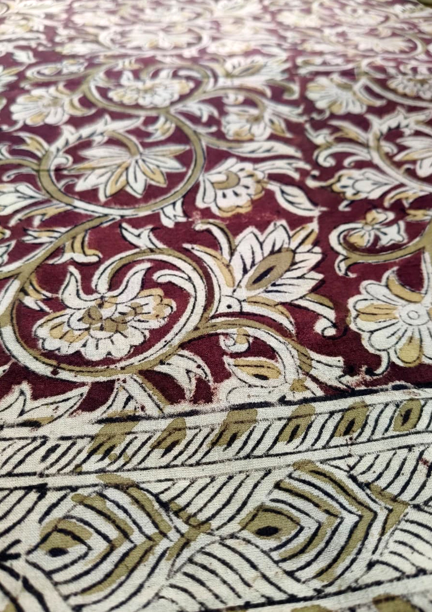 Handblock Printed Kalamkari Saree- HBK3