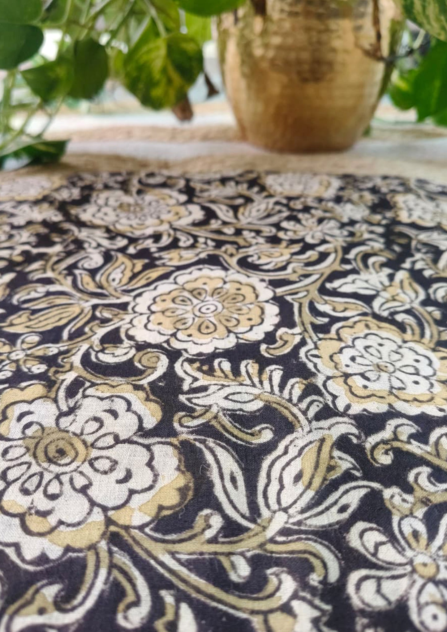 Handblock Printed Kalamkari Saree- HBK7