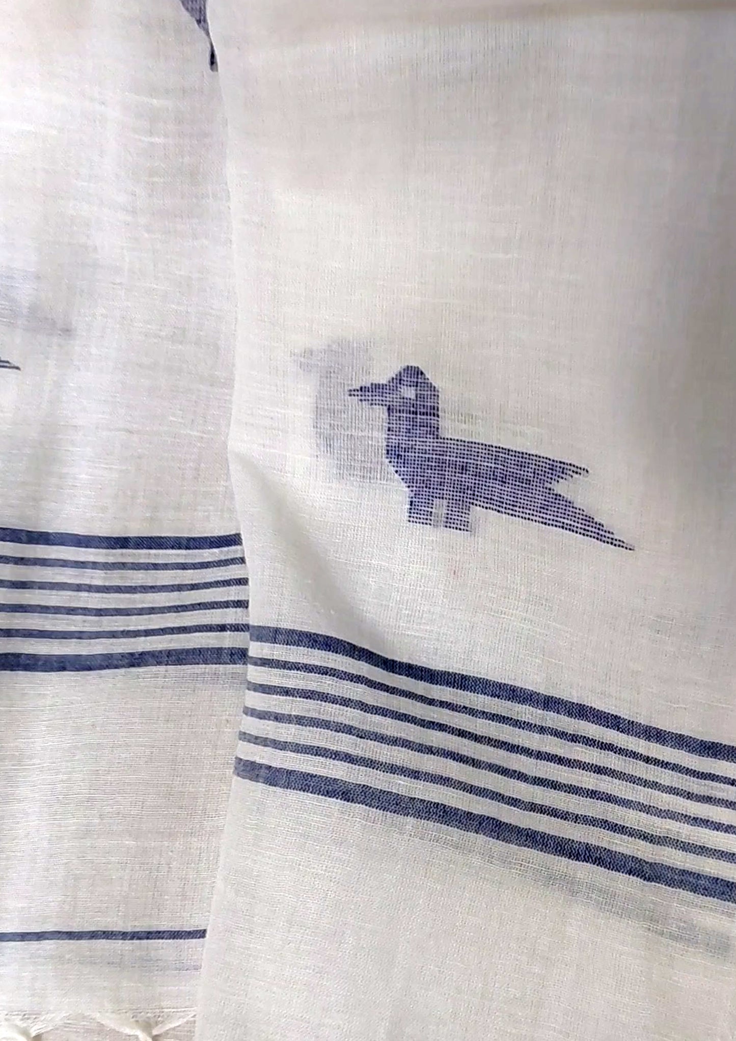 Jamdani Stole- WhiteHJ32