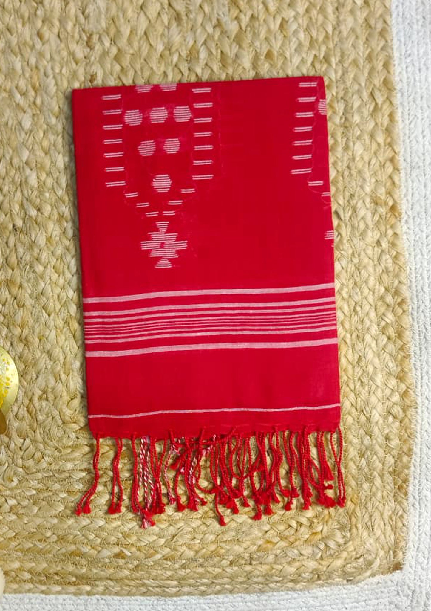 Jamdani Stole- Red HJ22