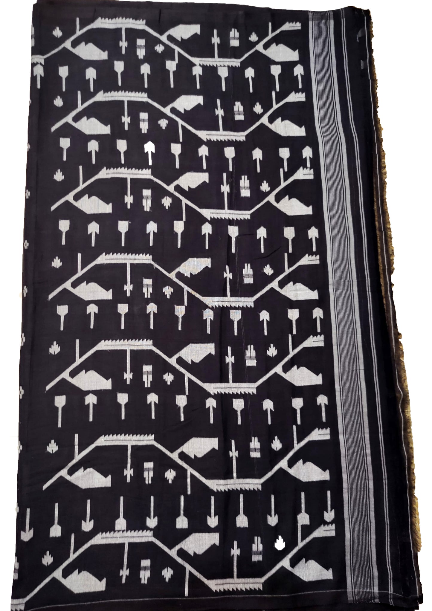 Cotton Jamdani Chir Buti Saree- Black