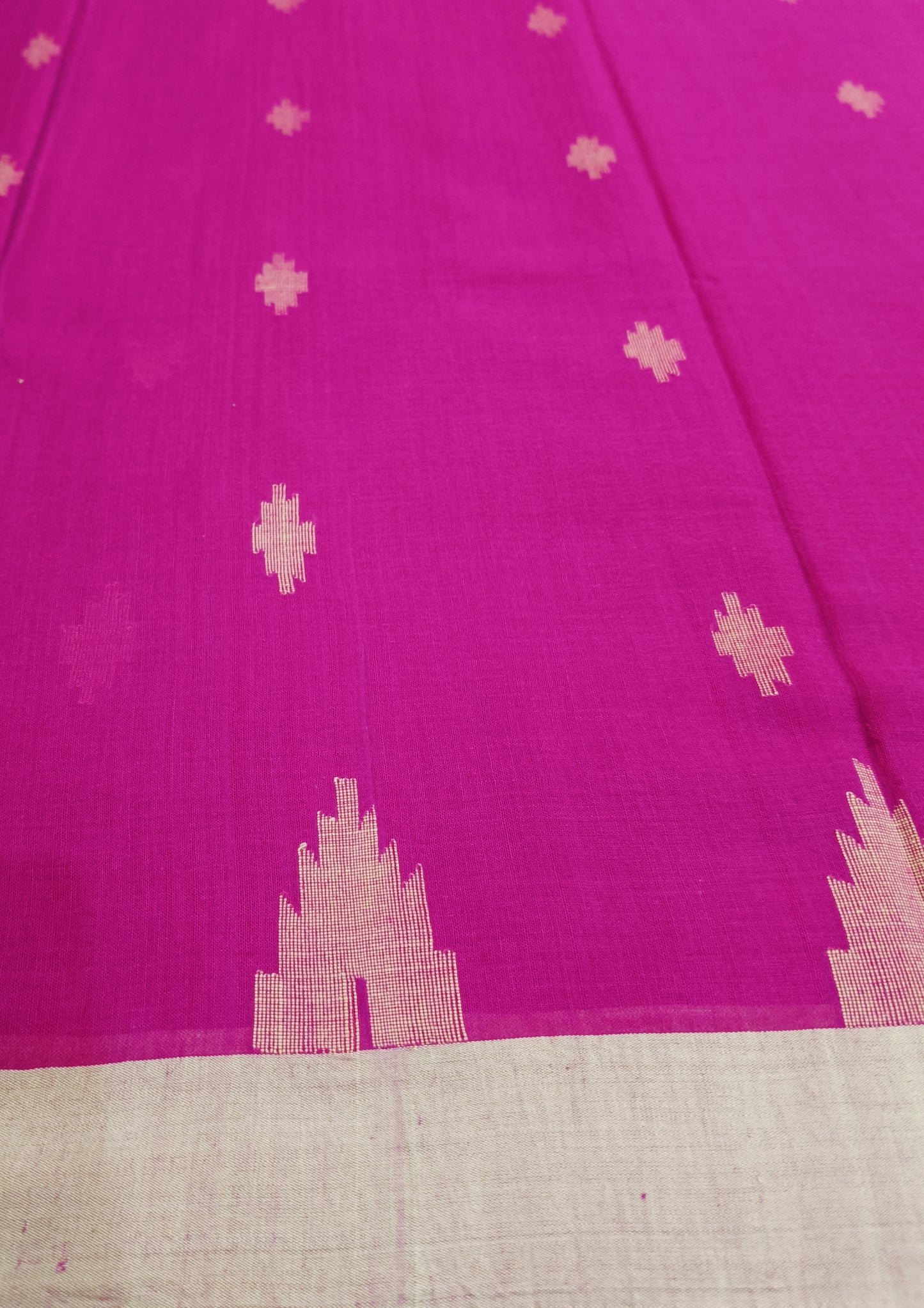Cotton Jamdani Phool Buti Saree- Pink