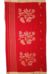 Cotton Jamdani Phool Buti Saree- Red