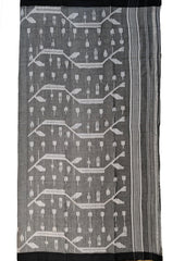 Cotton Jamdani Chir Buti Saree- Grey