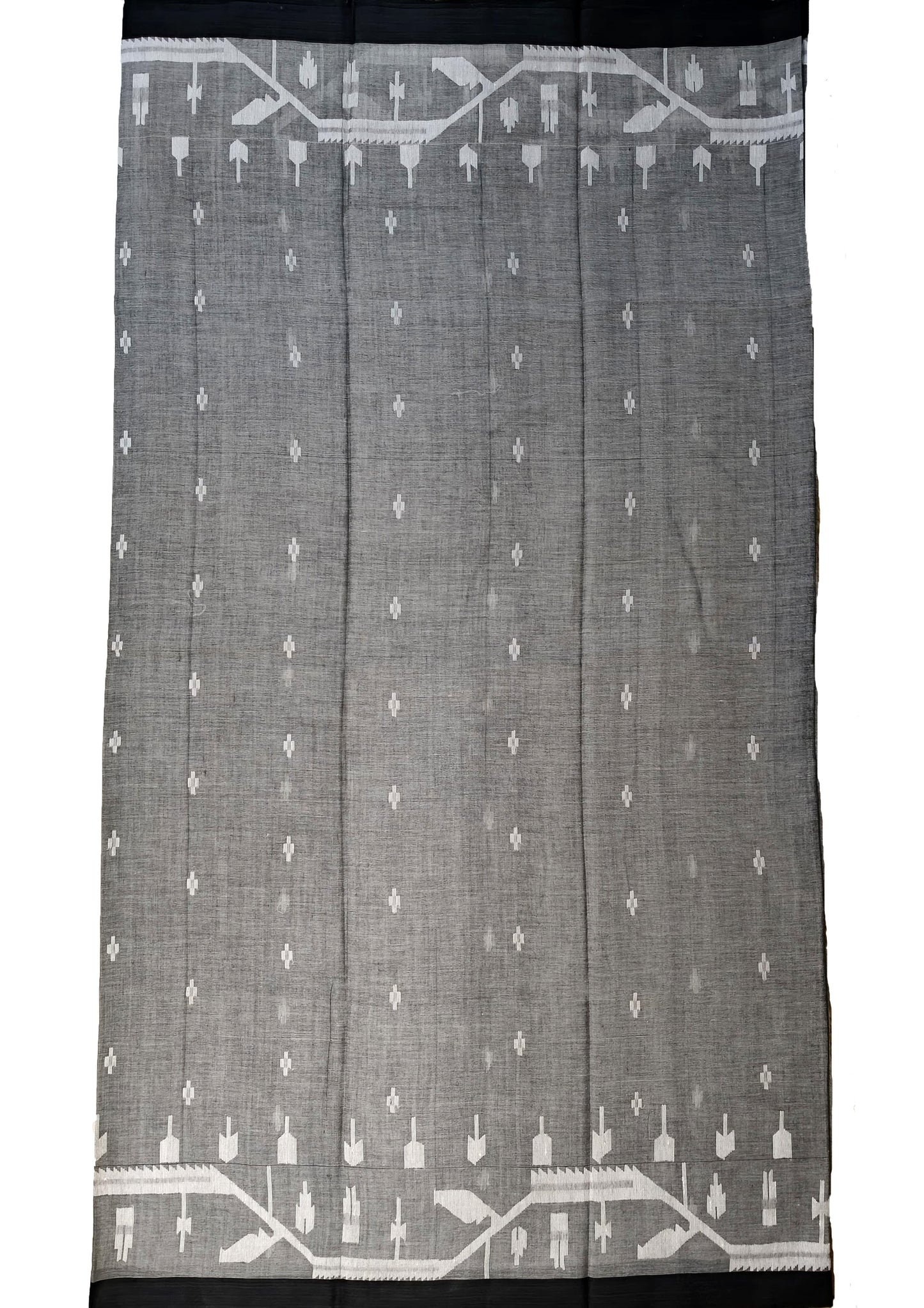 Cotton Jamdani Chir Buti Saree- Grey