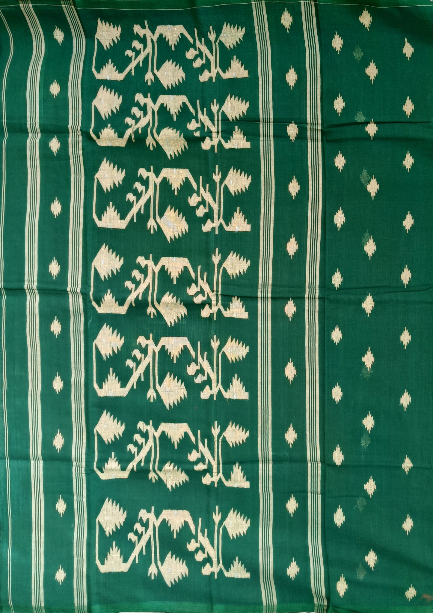 Cotton Jamdani Buti J25- D Green