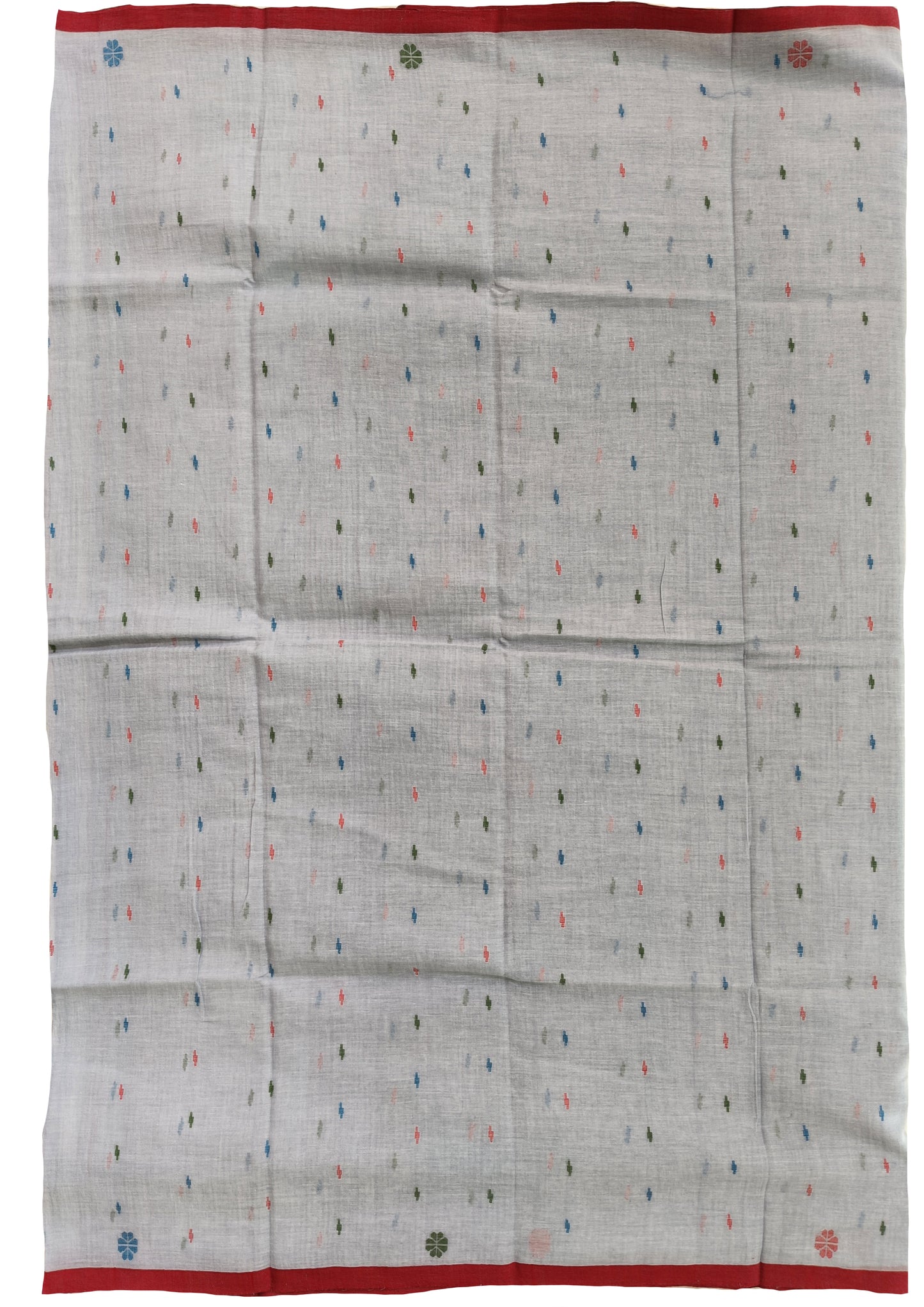 Cotton Jamdani Buti J27- Ice blue