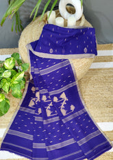 Cotton Jamdani Machi buti Saree- Purple
