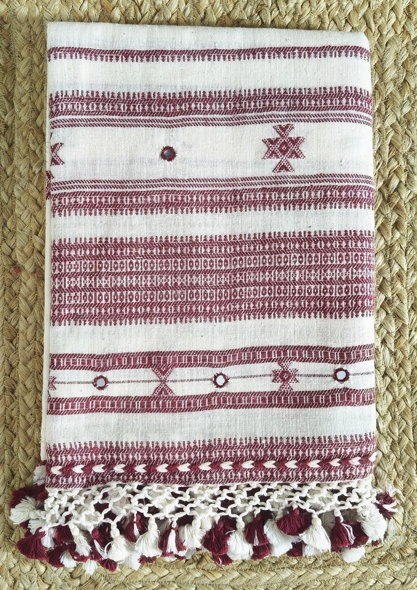 Bhujodi Kutchi Dupatta- 1 White