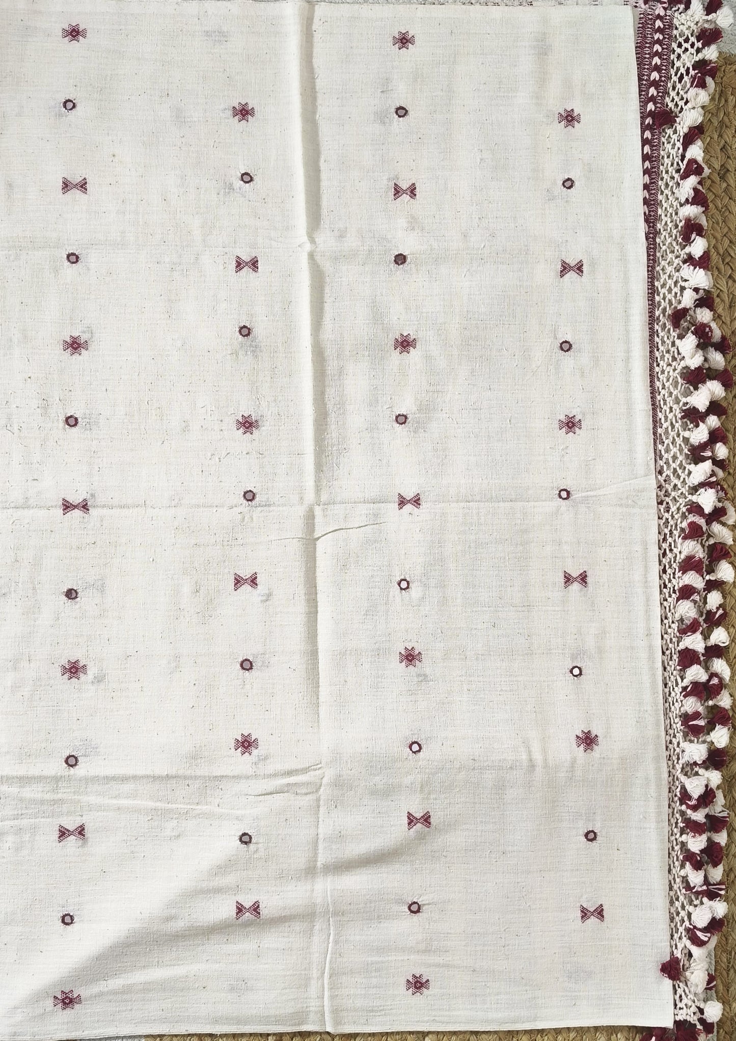 Bhujodi Kutchi Dupatta- 1 White