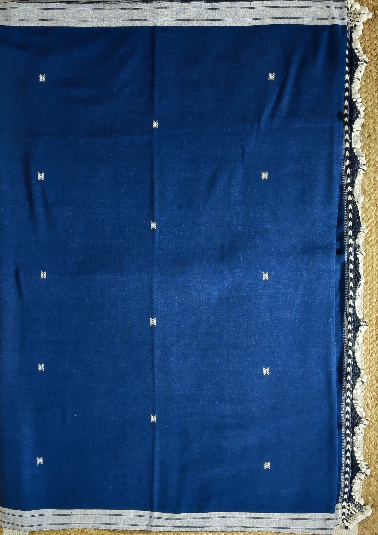 Bhujodi Kala Cotton Saree (Kutchi)- 6KC Blue