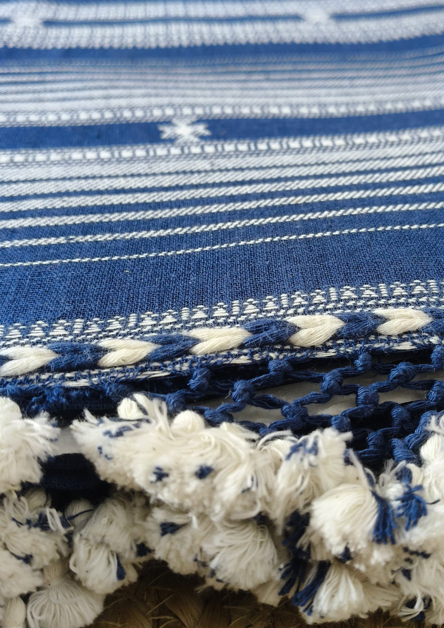 Bhujodi Kala Cotton Saree (Kutchi)- 6KC Blue
