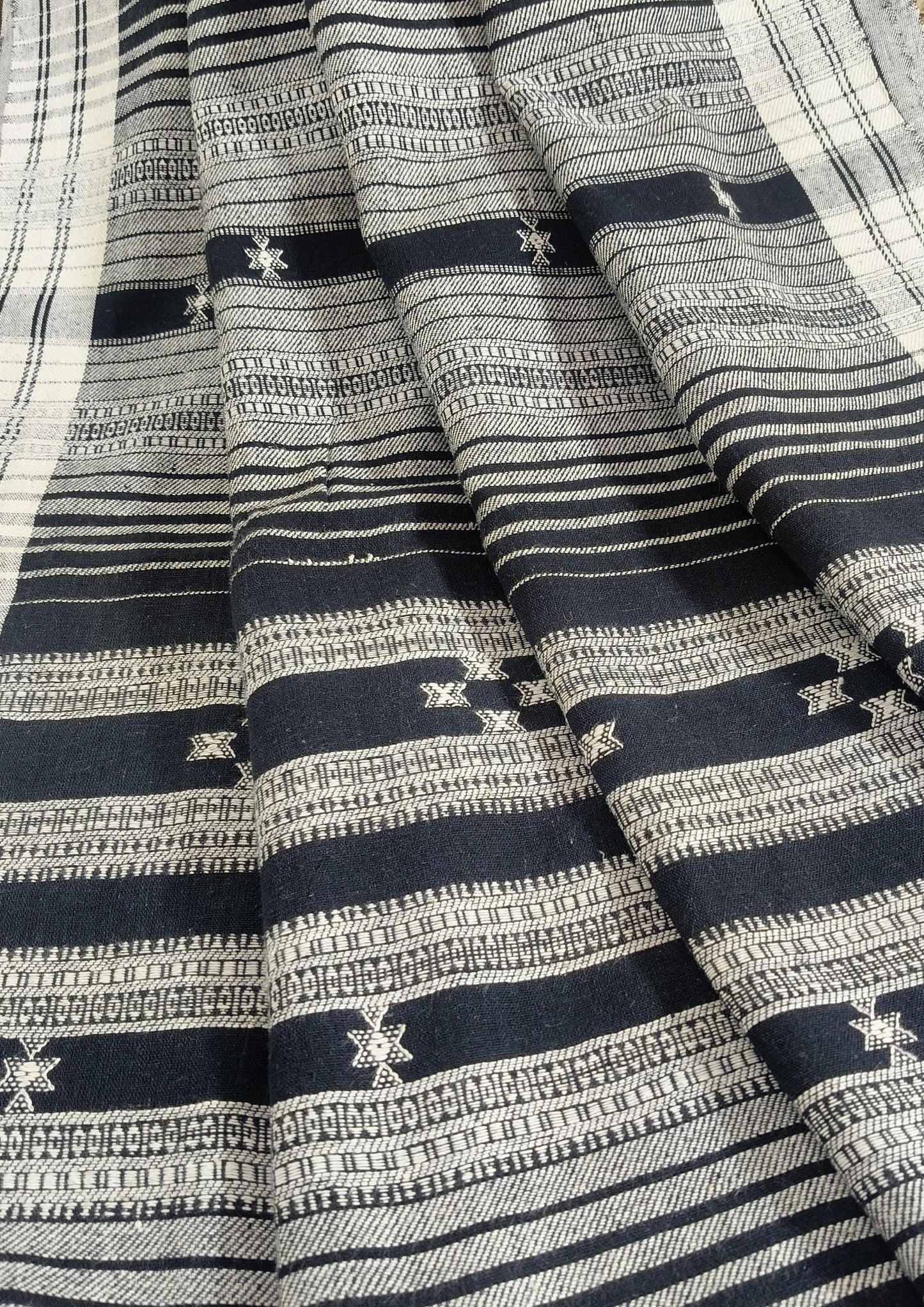 Bhujodi Kala Cotton Saree (Kutchi)- 5KC Black