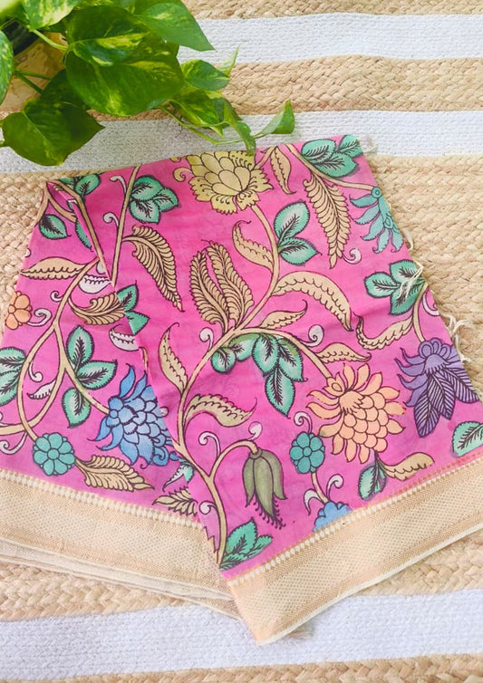 Kalamkari Dupatta- Pink K6