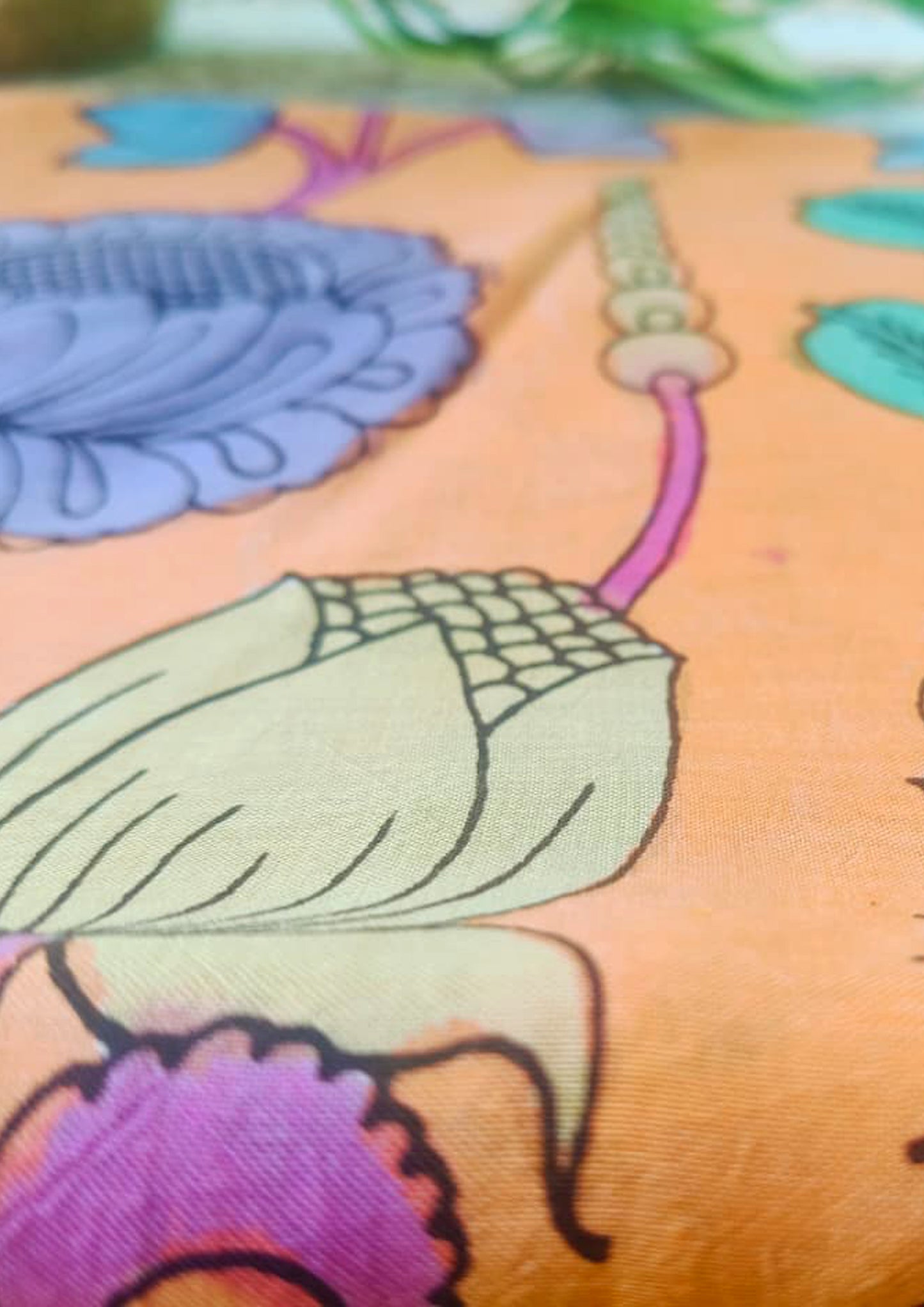 Kalamkari Dupatta- Orange K7