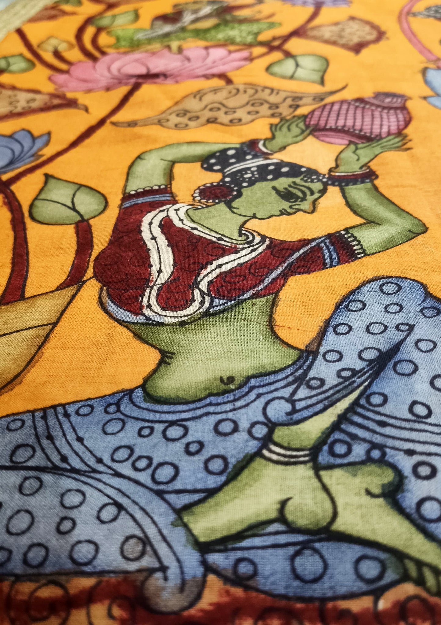 Kalamkari Dupatta- Orange K1