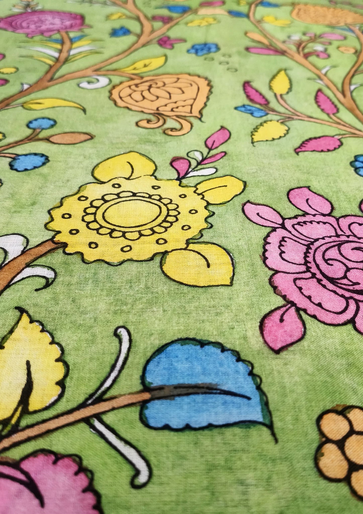 Kalamkari Dupatta- Green K3