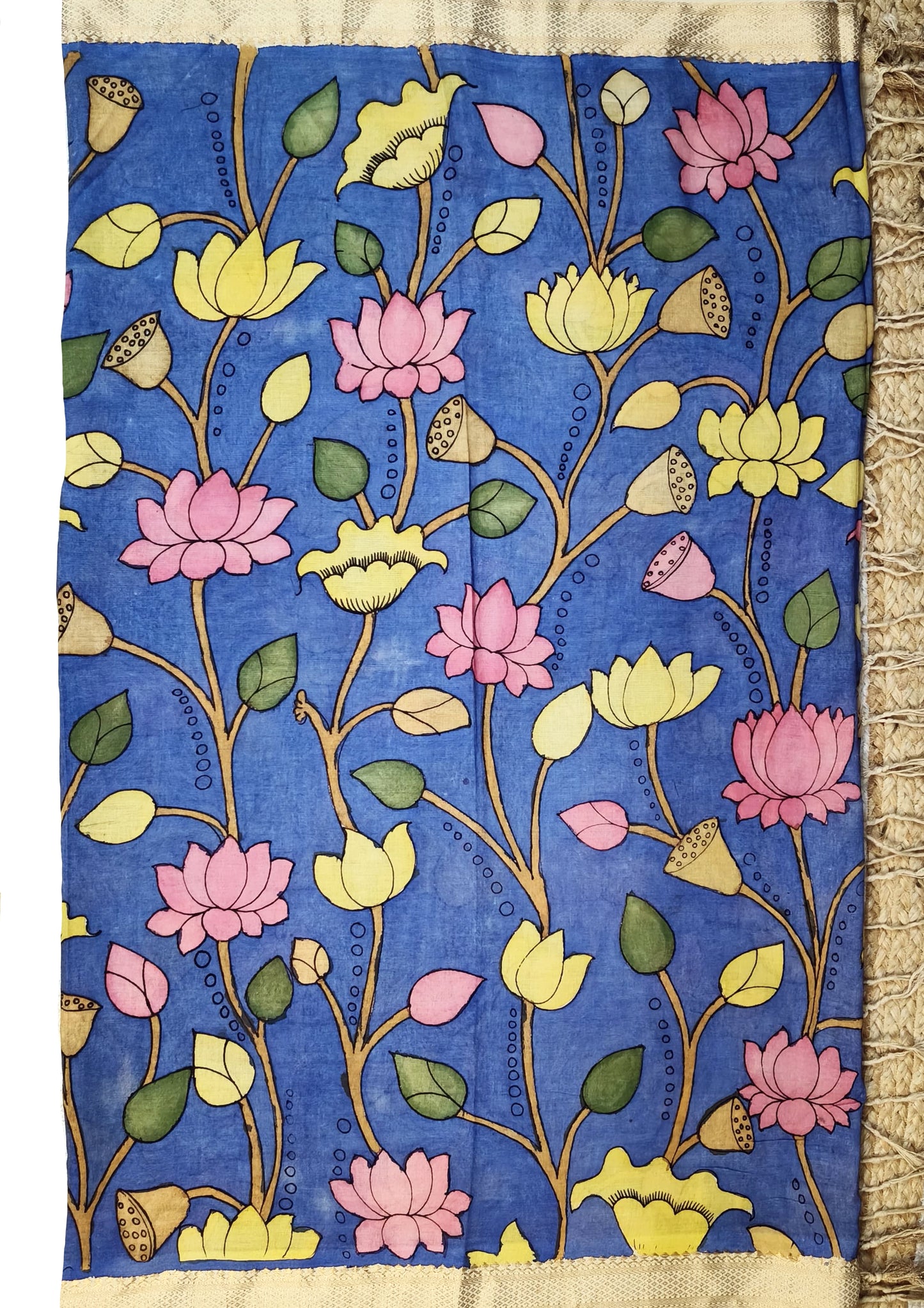 Kalamkari Dupatta- Blue K4