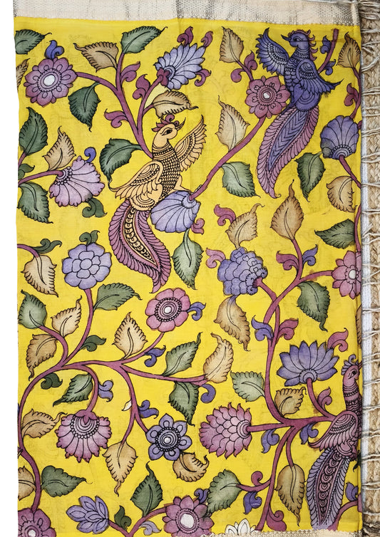 Kalamkari Dupatta- Yellow K5