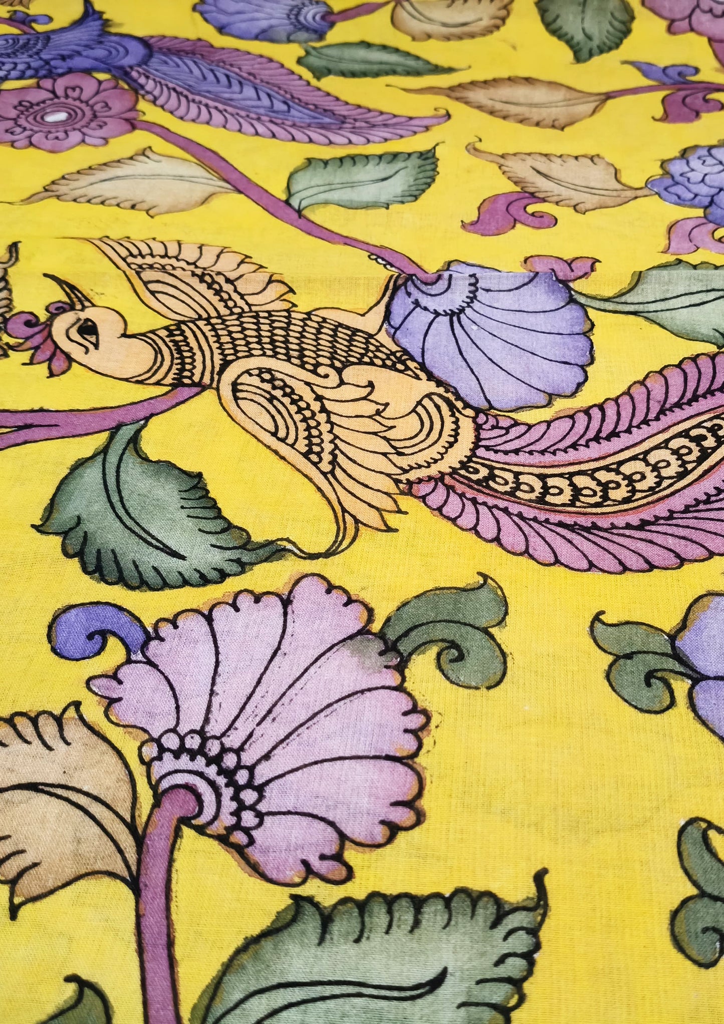 Kalamkari Dupatta- Yellow K5