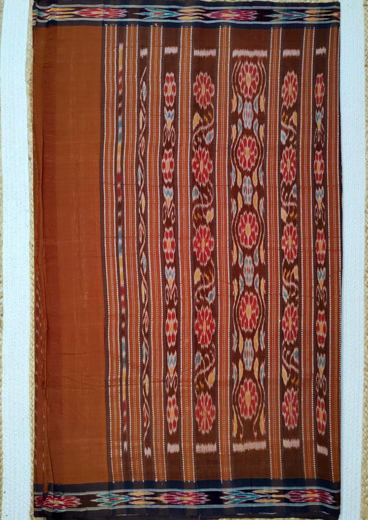 Khadi Ikat Cotton Saree- Brown 1