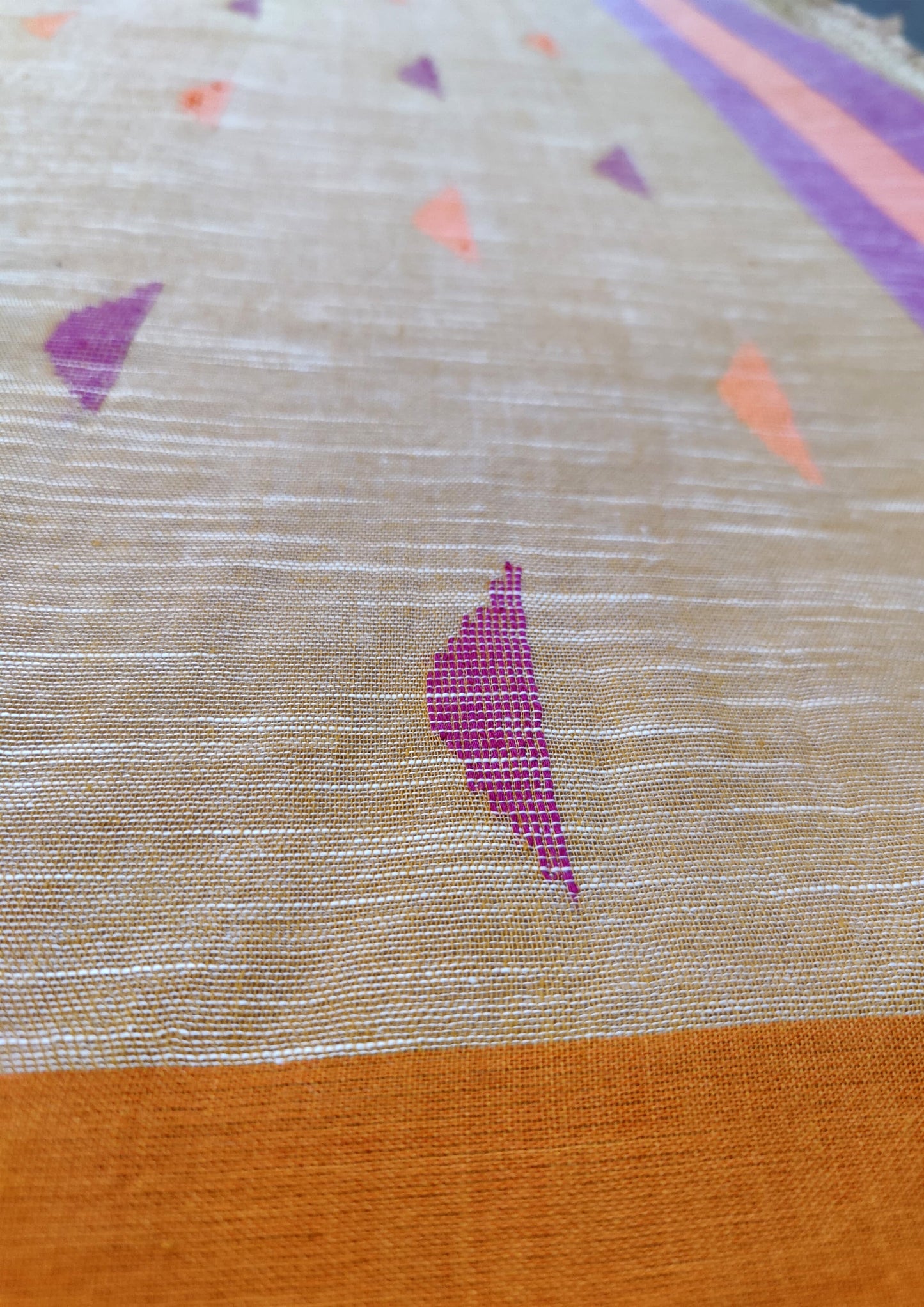 Khadi Linen Saree- Mustard Yellow