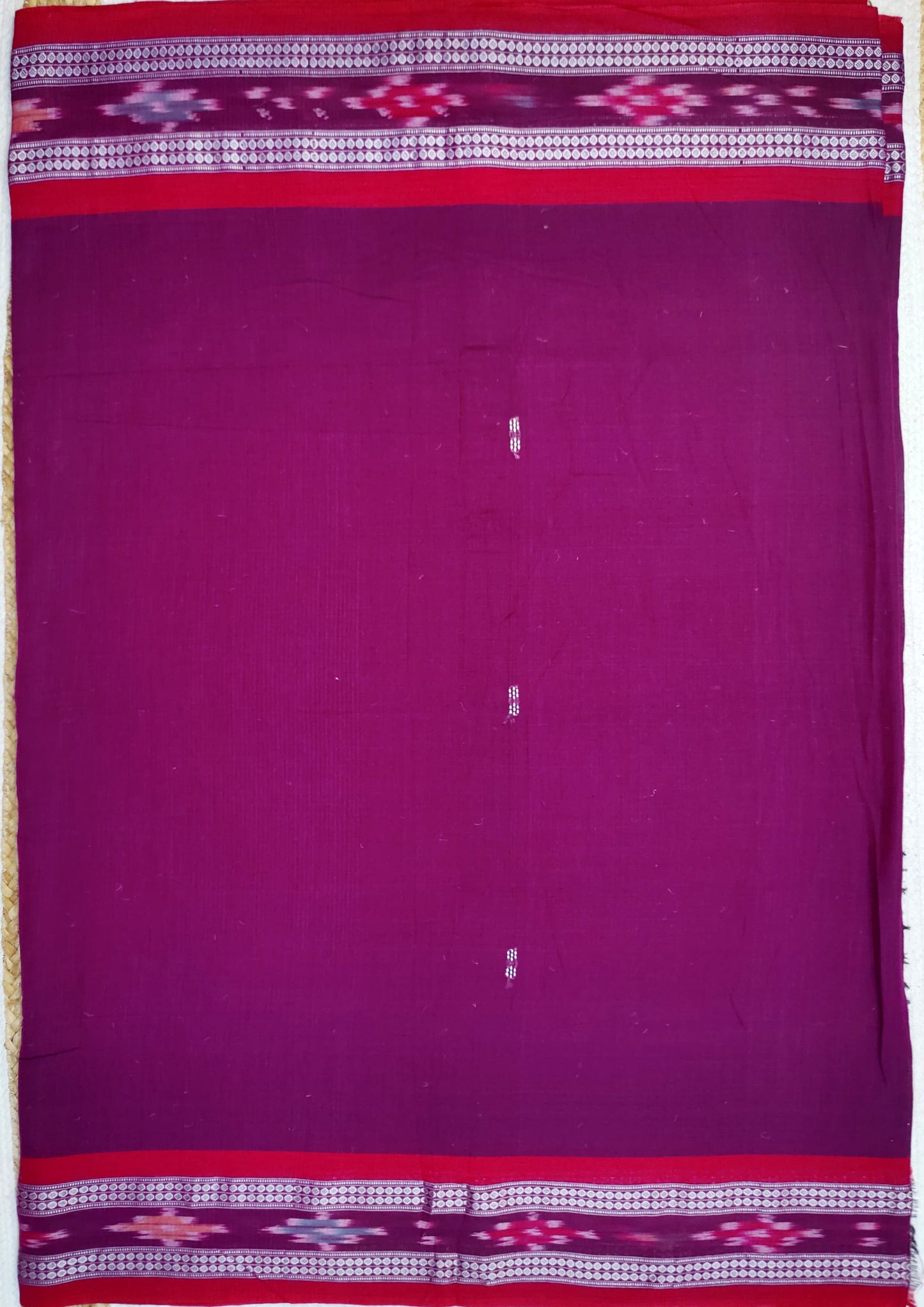 Khadi Ikat Cotton Saree- Magenta2