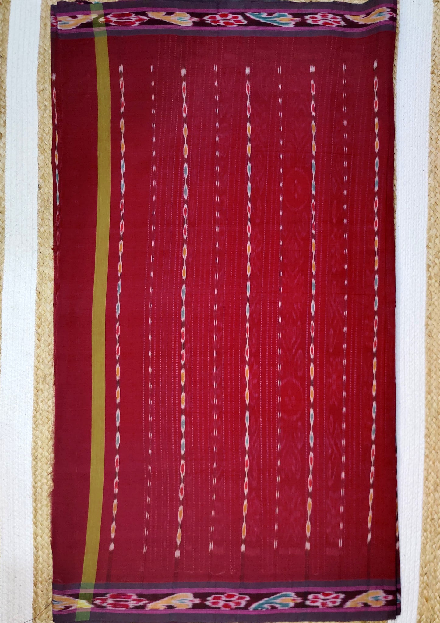 Khadi Ikat Cotton Saree- Maroon 2