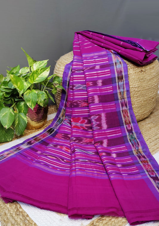 Khadi Ikat Cotton Saree- Pink1