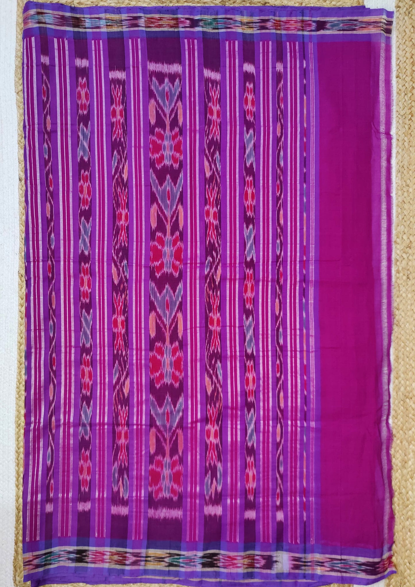 Khadi Ikat Cotton Saree- Pink1