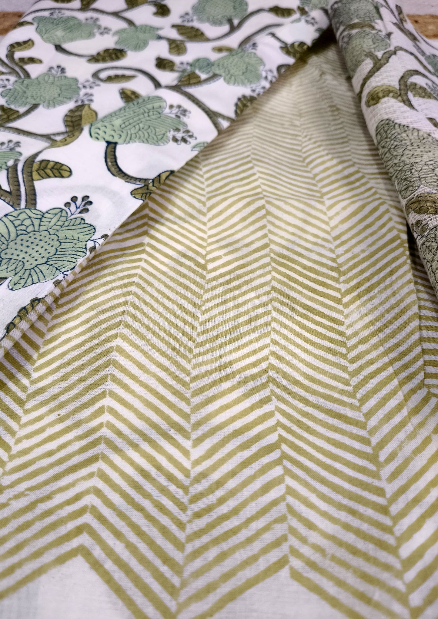 Sanganeri Cotton Kota Suit- Green