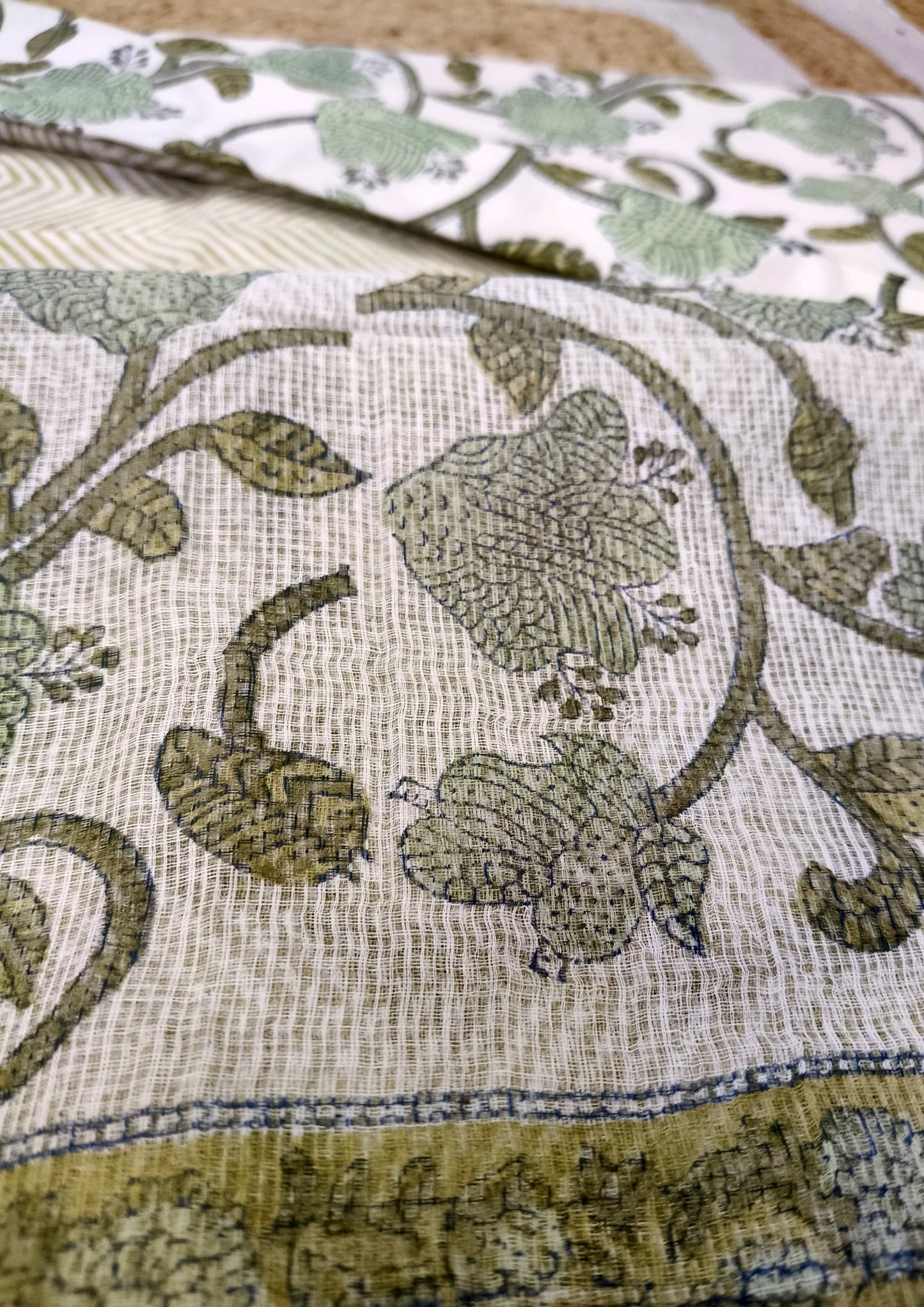 Sanganeri Cotton Kota Suit- Green