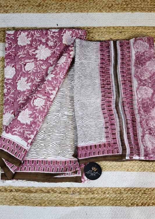 Sanganeri Cotton Kota Suit- Pink