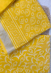 Printed Linen Suit Set- Yellow PL04