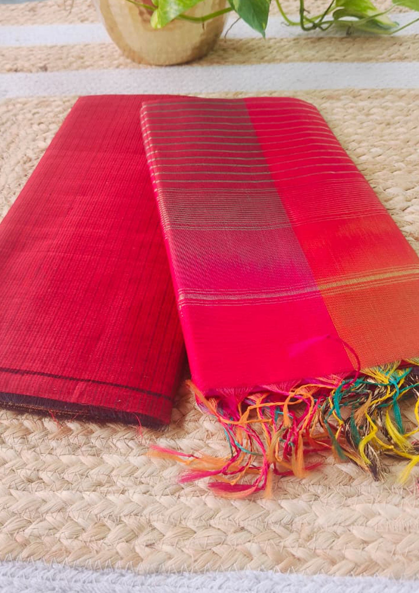 Maheshwari Silk Suit Set- Maroon M15