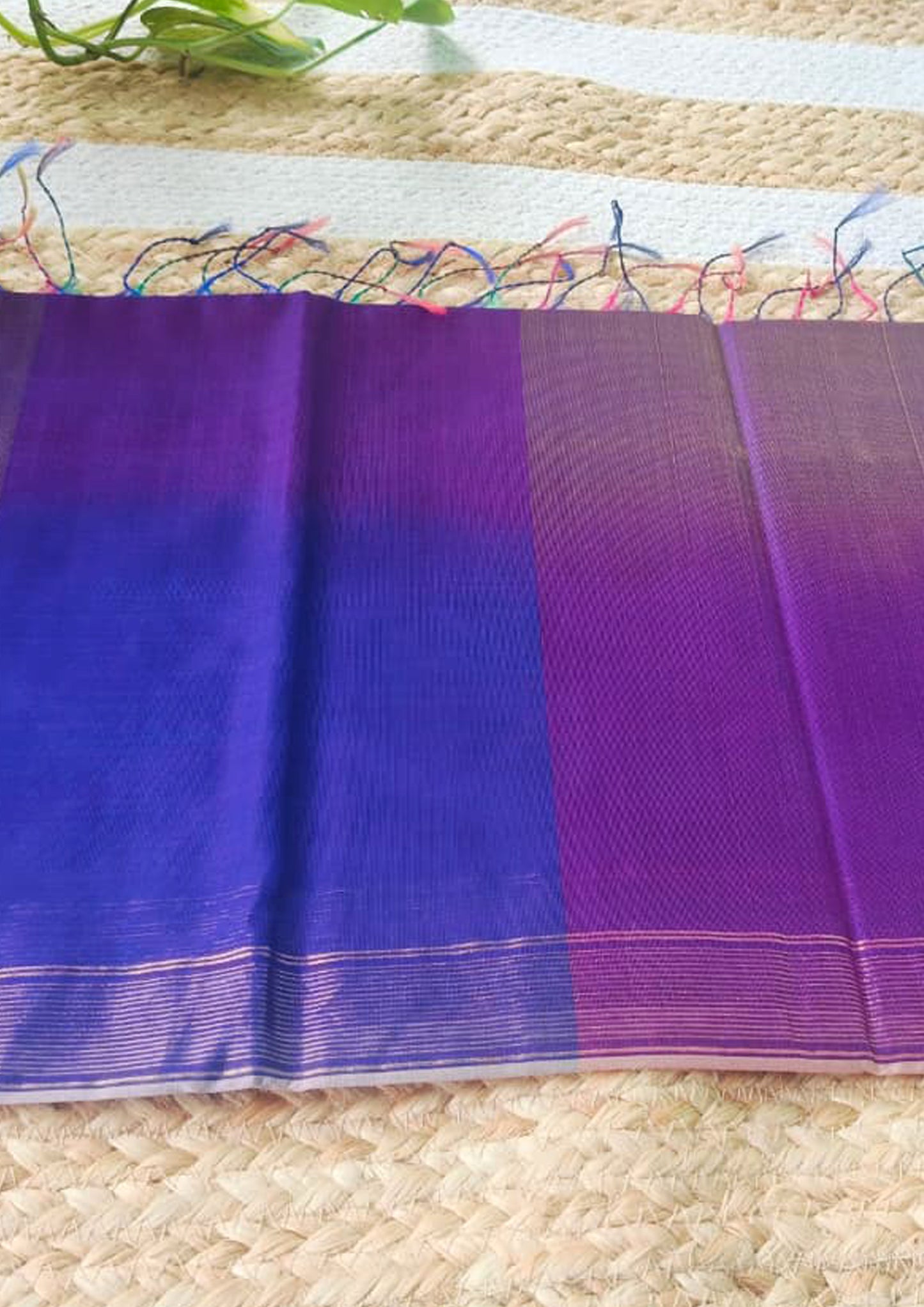 Maheshwari Silk Suit Set- Purple M18