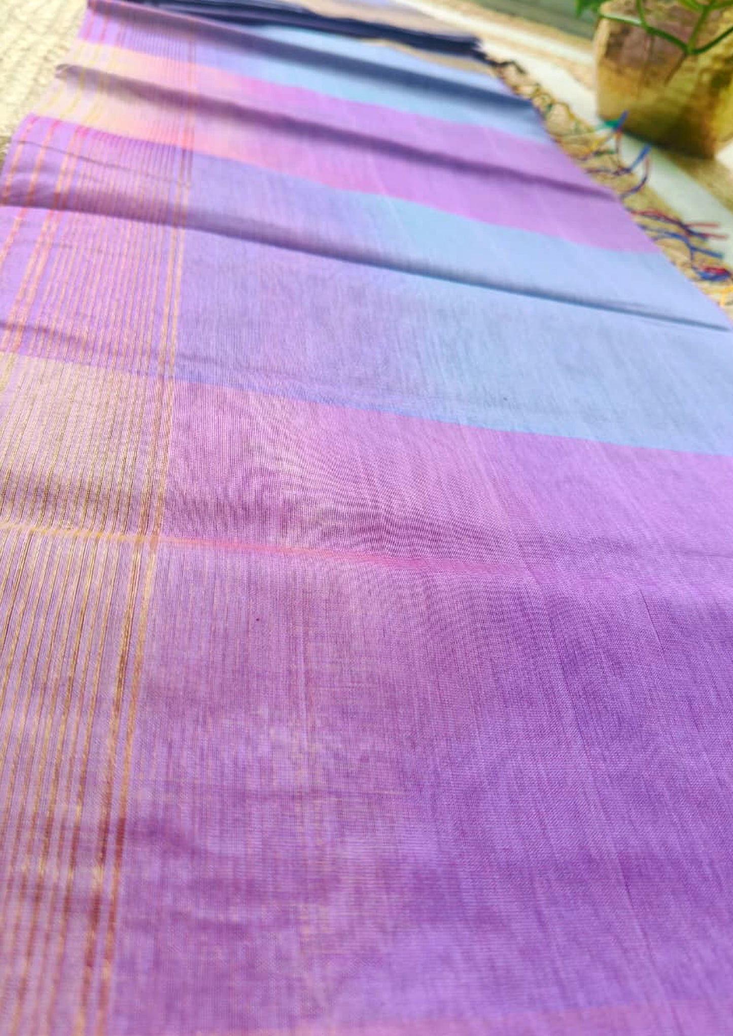 Maheshwari Silk Suit Set- Light Purple M19