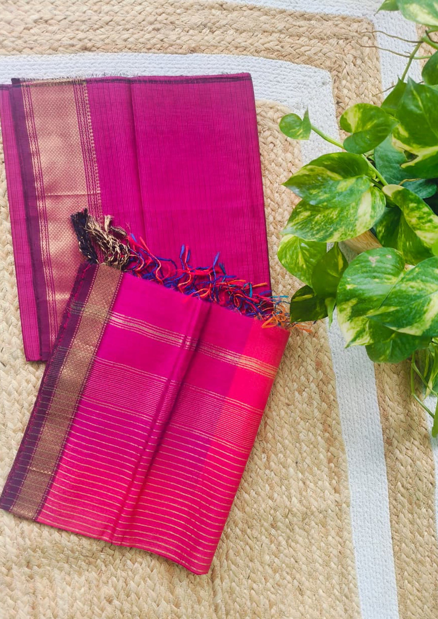 Maheshwari Silk Suit Set- Pink M21