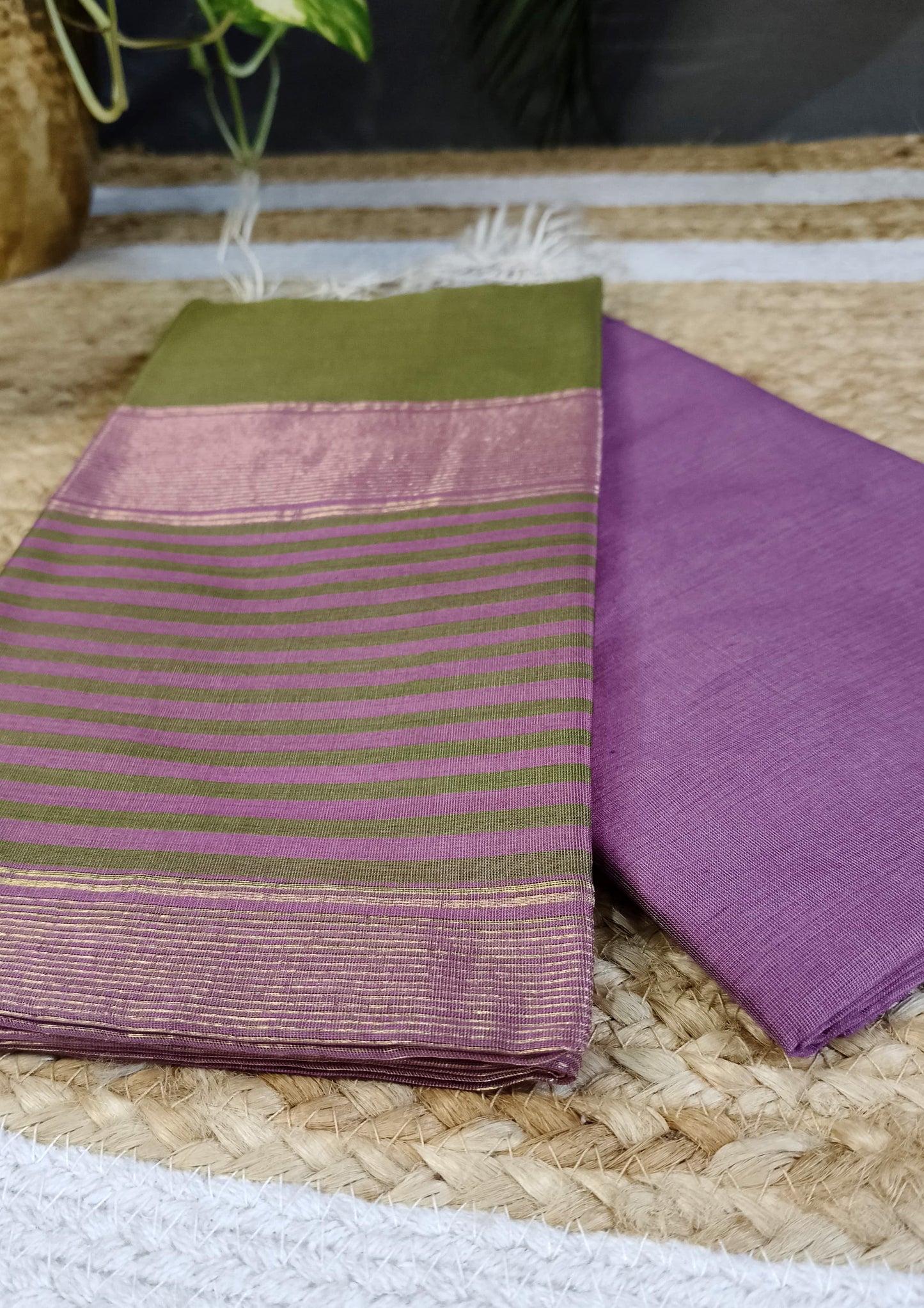 Maheshwari Silk Suit Set- Han Pink