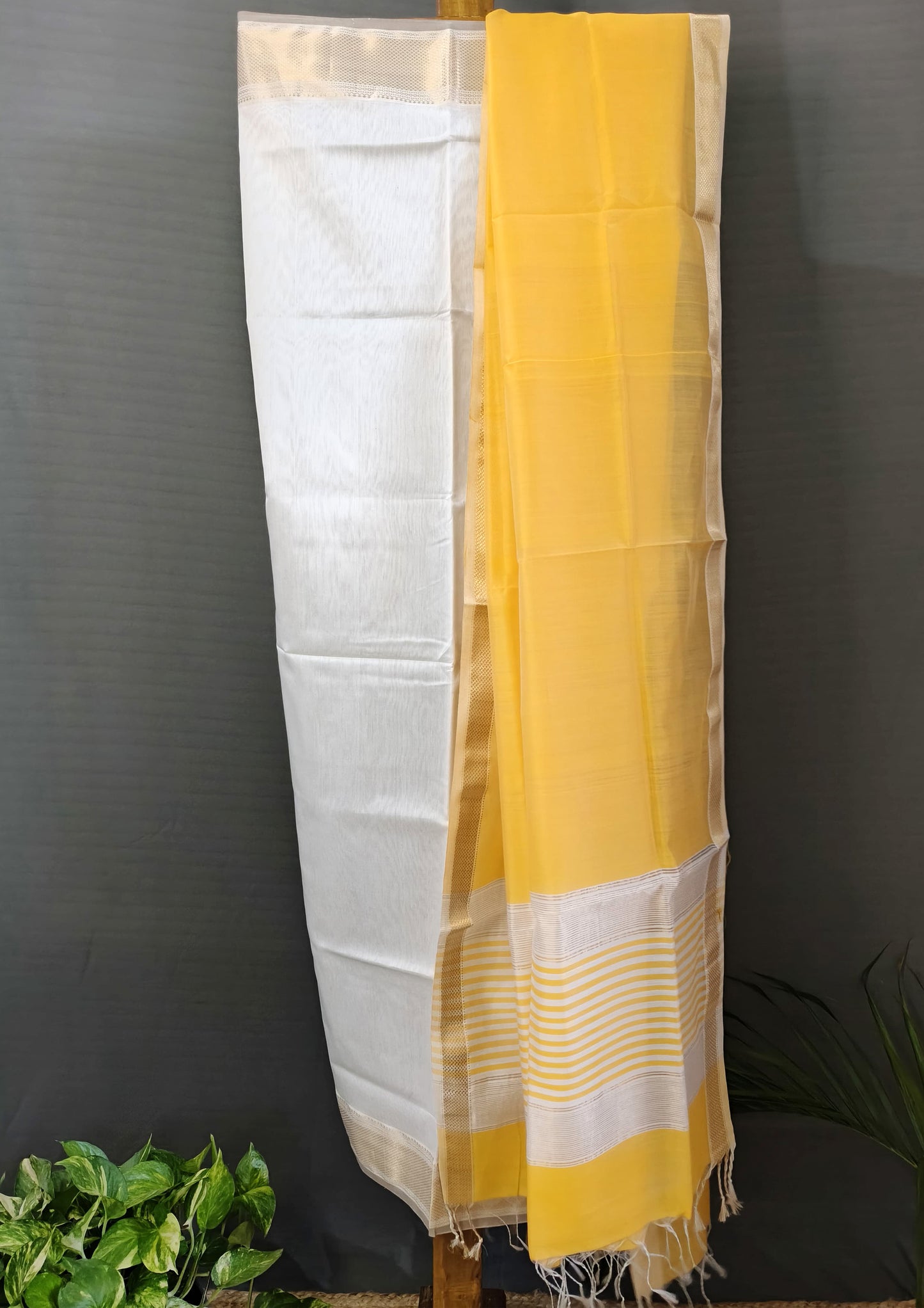 Maheshwari Silk Suit Set- Han Yellow