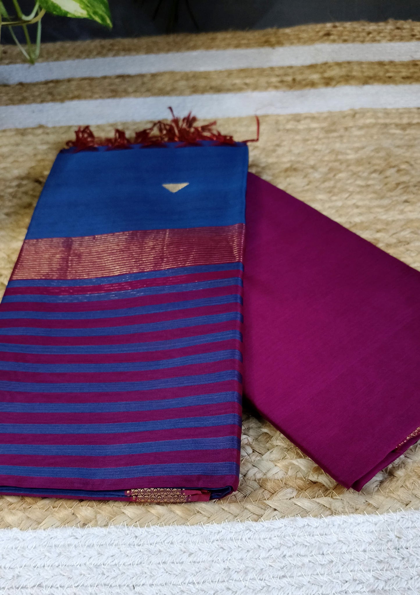 Maheshwari Silk Suit Set- Buti Pink1