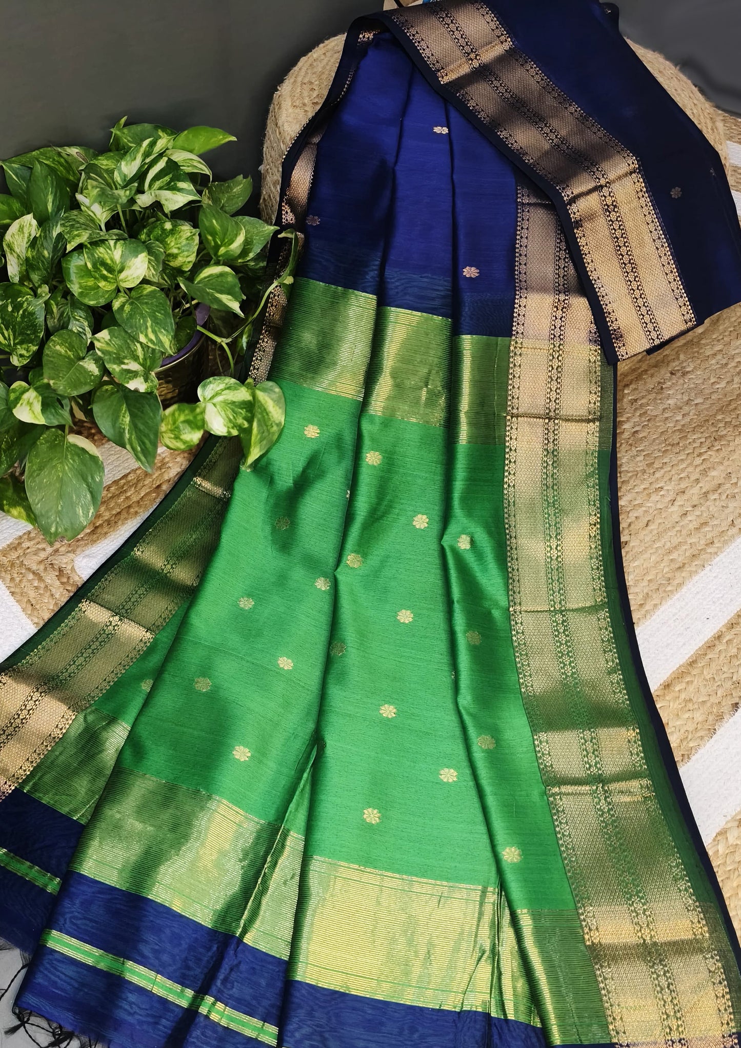 Maheshwari Saree- Blue Green