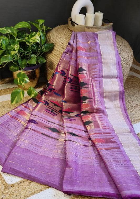 Paithani Cotton Saree- Light Purple