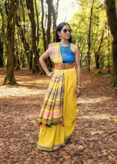 Bhujodi Kala Cotton Saree (Kutchi)- 3KC Yellow