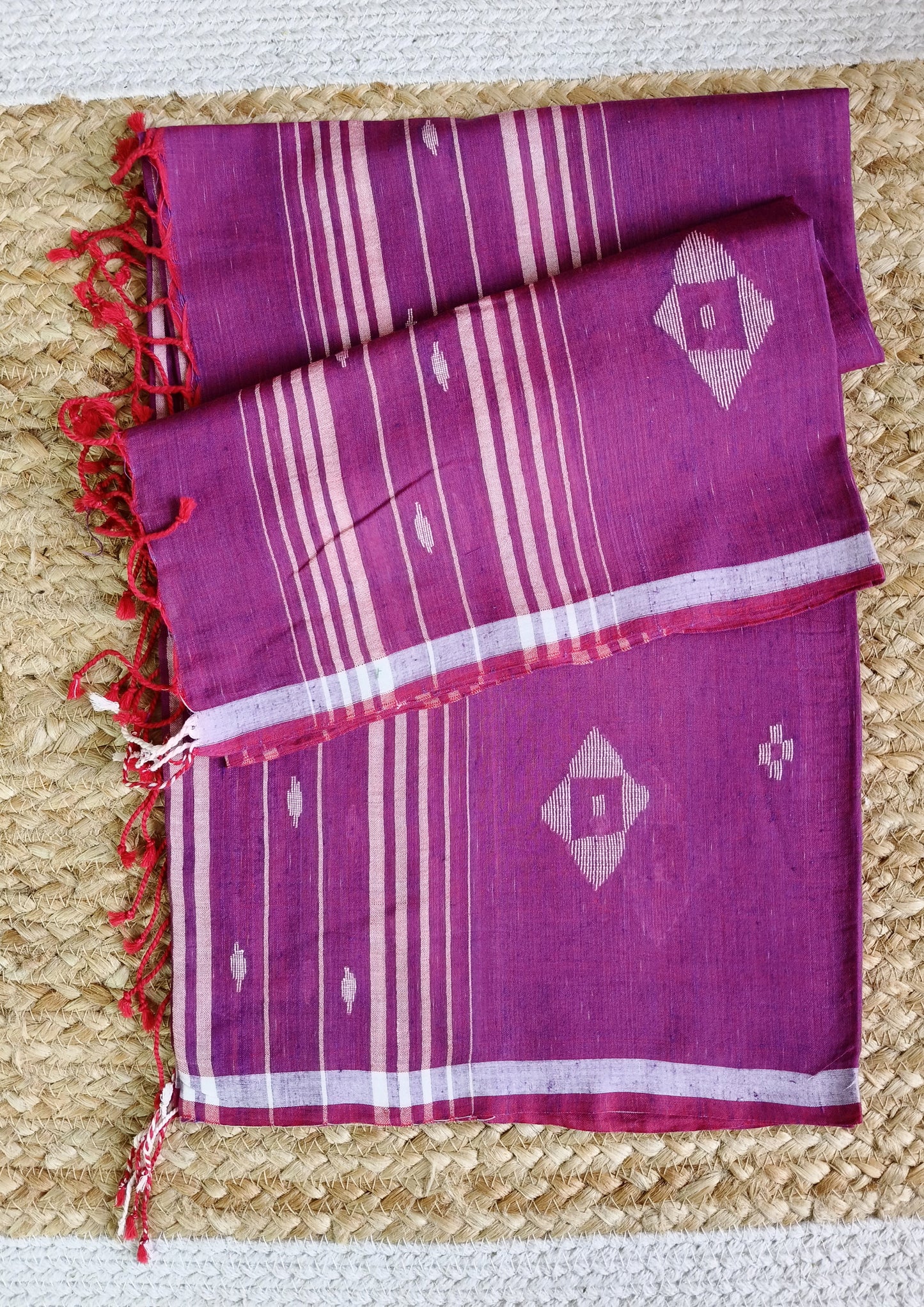 Jamdani Stole- Pink 1