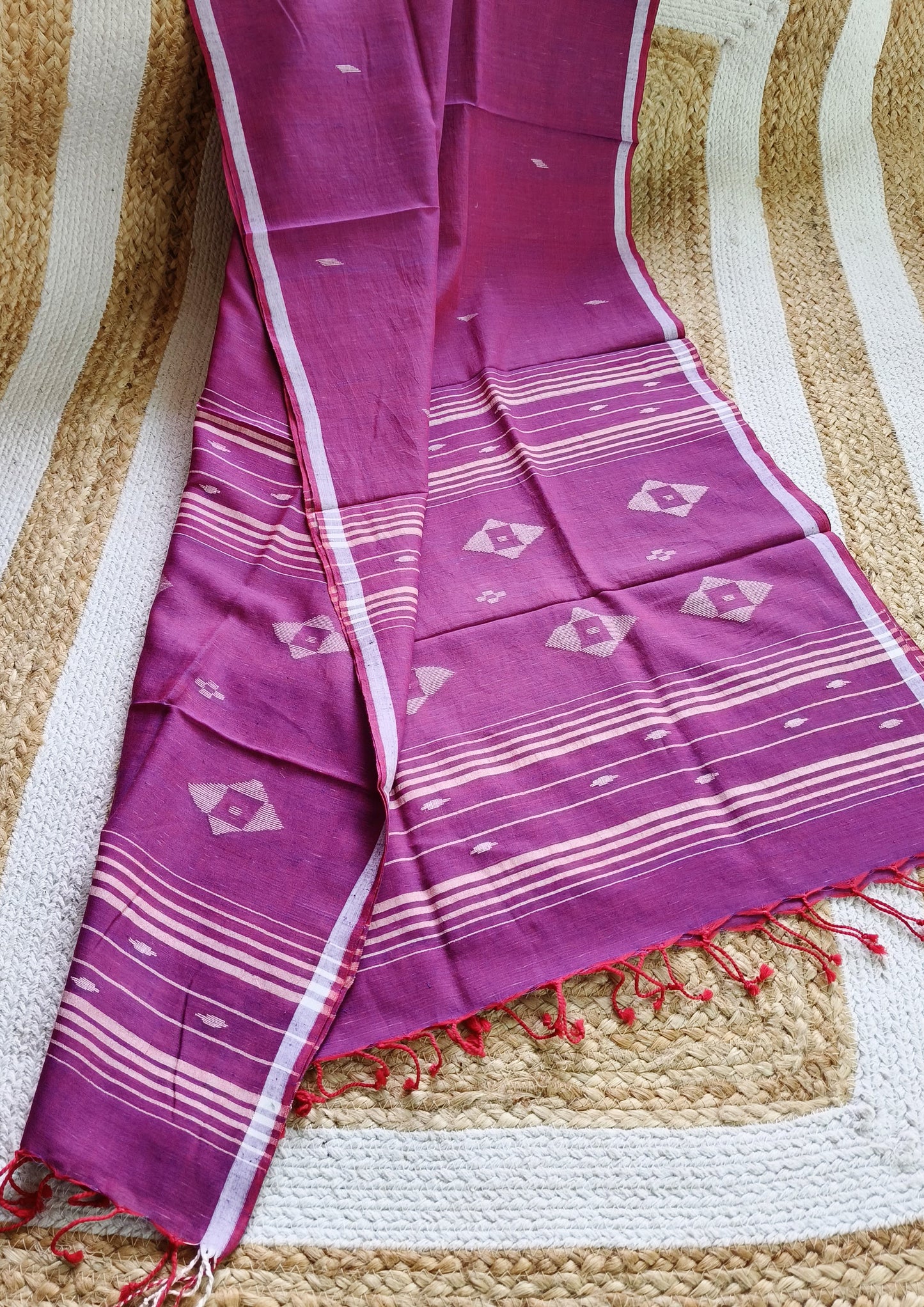 Jamdani Stole- Pink 1
