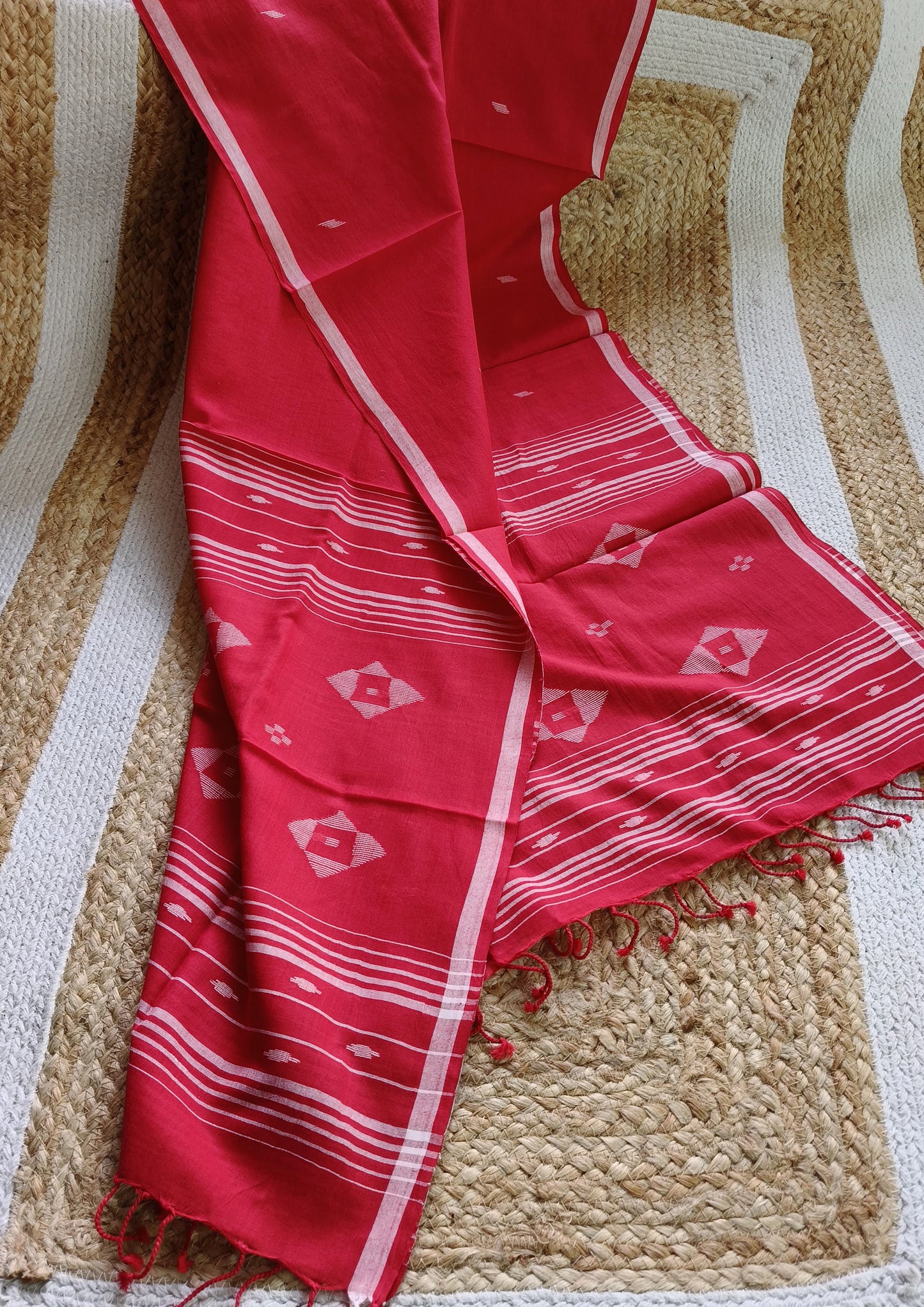 Jamdani Stole- Red 1