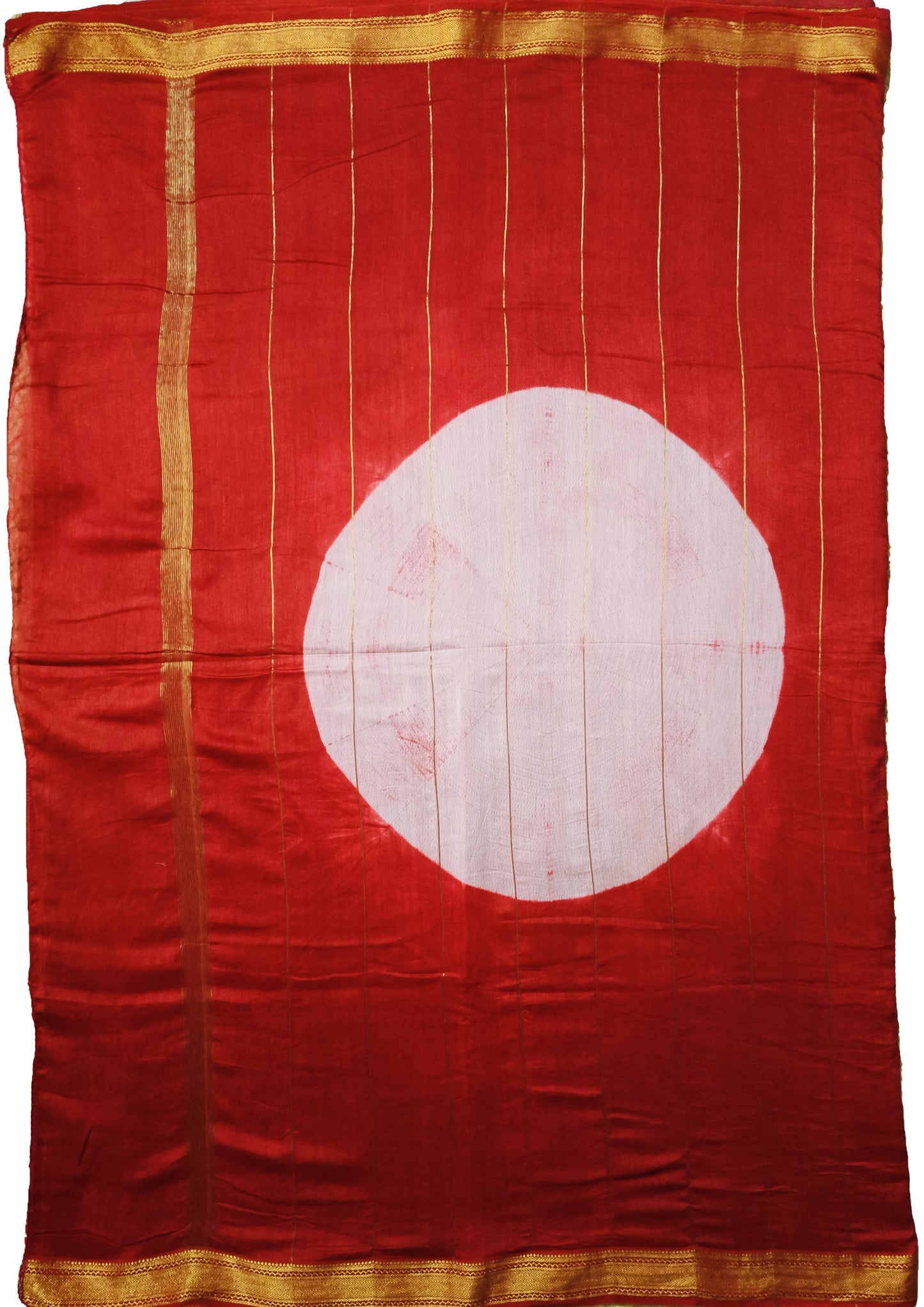 Shibori Maheshwari Saree S5- Red 2
