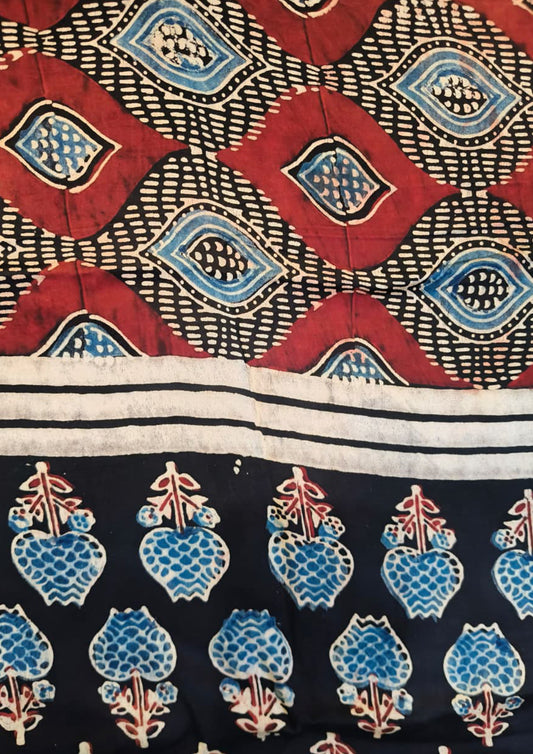 Handblock Printed Ajrakh Modal Stole- SM11Ib