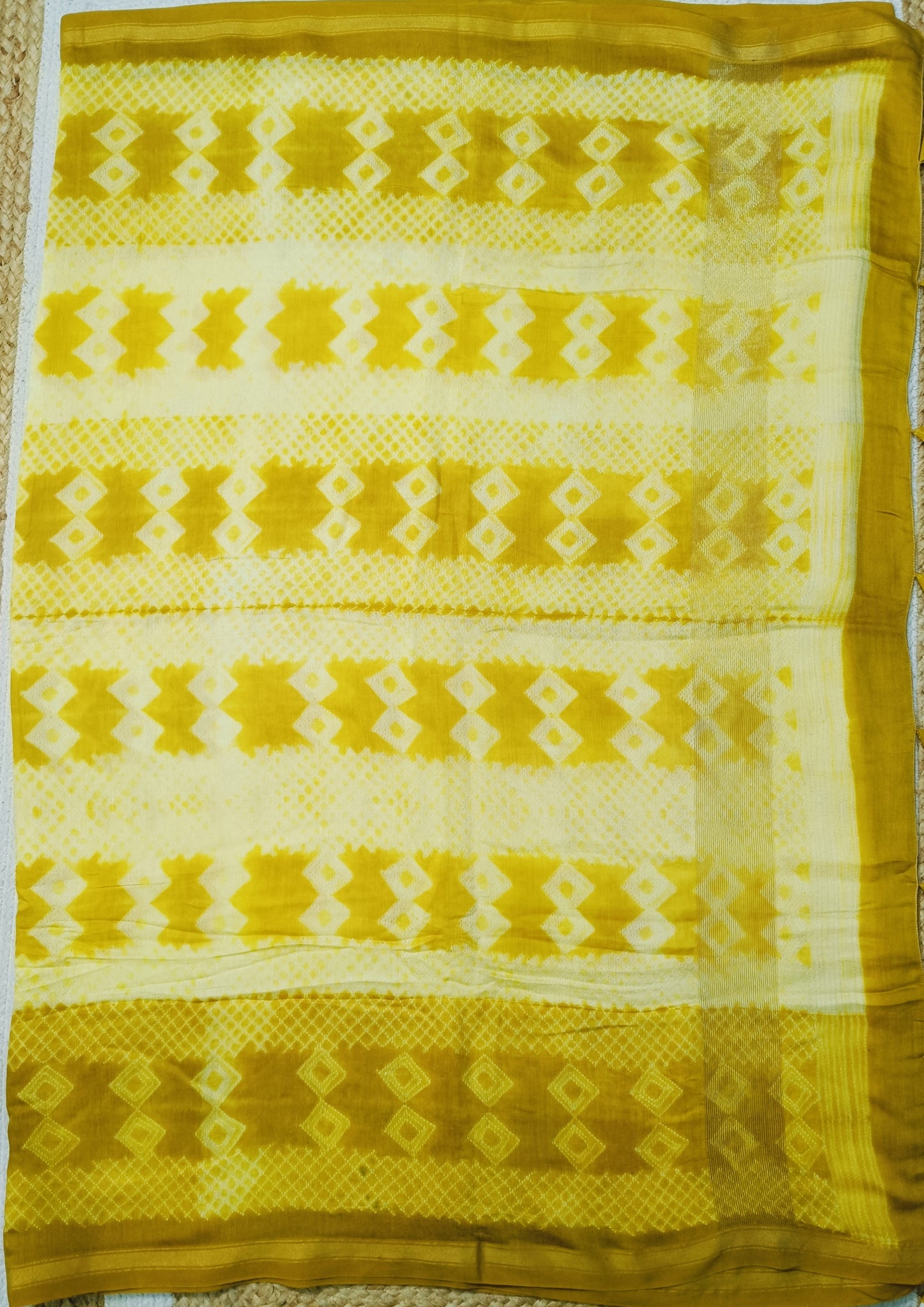 Shibori Maheshwari Saree S1- Yellow